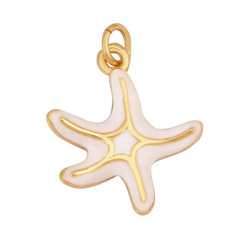 Trendy Ocean Scallop Starfish Dolphin Seahorse Charm Necklace Pendant,Multicolor Enamel Summer Beach Holiday Jewelry Supply K80