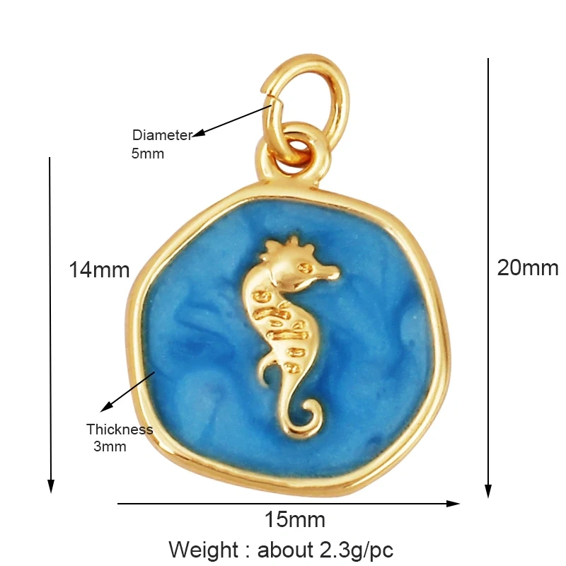 Trendy Ocean Scallop Starfish Dolphin Seahorse Charm Necklace Pendant,Multicolor Enamel Summer Beach Holiday Jewelry Supply K80