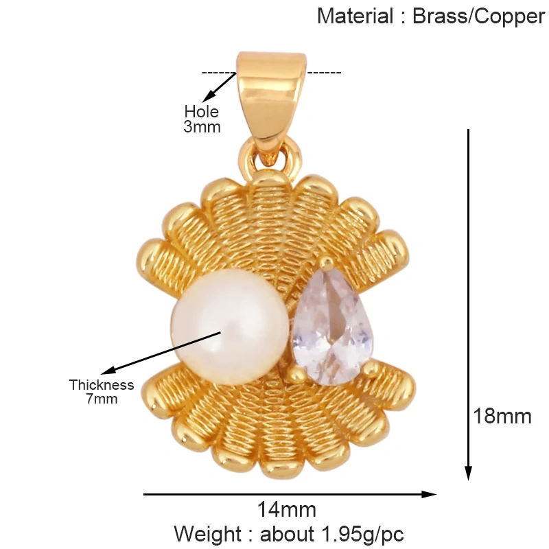 Marine Organism Fish Sea Conch Horse Shell Starfish Crab Fishbone Charm Pendant,Gold Plated Zircon Jewelry Finding Supplies K73
