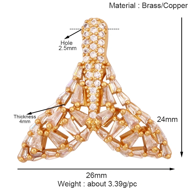 Marine Organism Fish Sea Conch Horse Shell Starfish Crab Fishbone Charm Pendant,Gold Plated Zircon Jewelry Finding Supplies K73