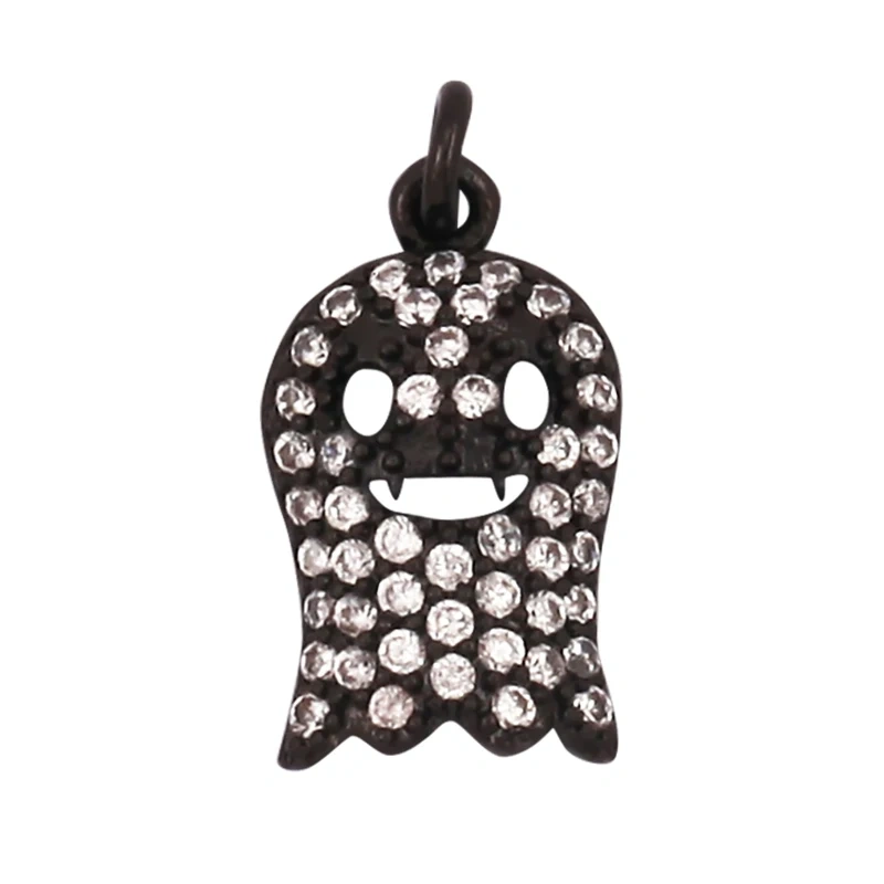 Popular Carnival Halloween Scream Ghost Skeleton Pumpkin Mask Charm Pendant,Trendy Cubic Zirconia 18K Gold Jewelry Necklace Q13