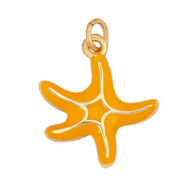 Trendy Ocean Scallop Starfish Dolphin Seahorse Charm Necklace Pendant,Multicolor Enamel Summer Beach Holiday Jewelry Supply K80
