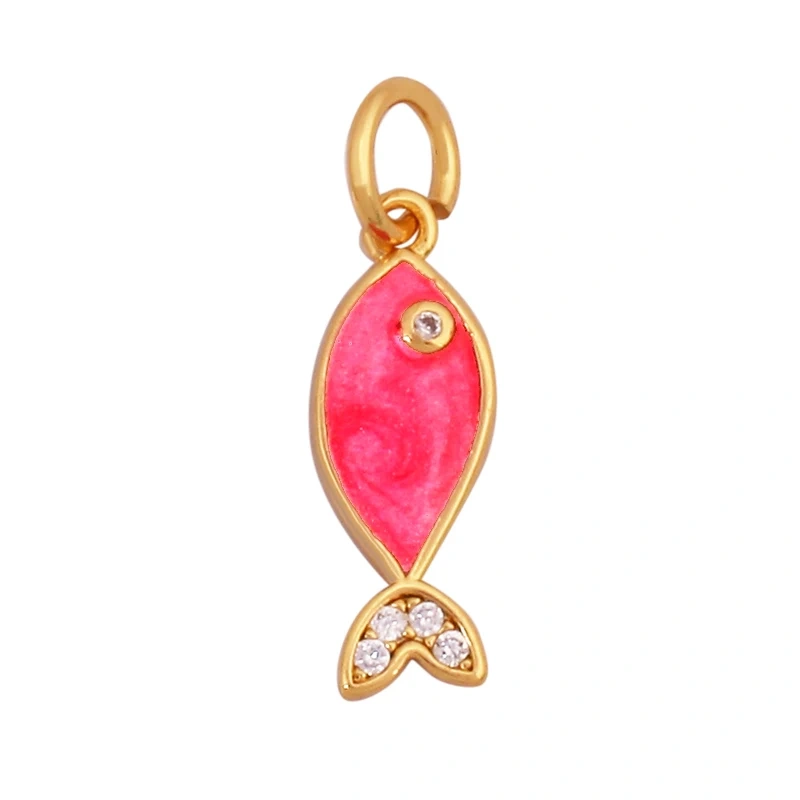 Trendy Ocean Scallop Starfish Dolphin Seahorse Charm Necklace Pendant,Multicolor Enamel Summer Beach Holiday Jewelry Supply K80