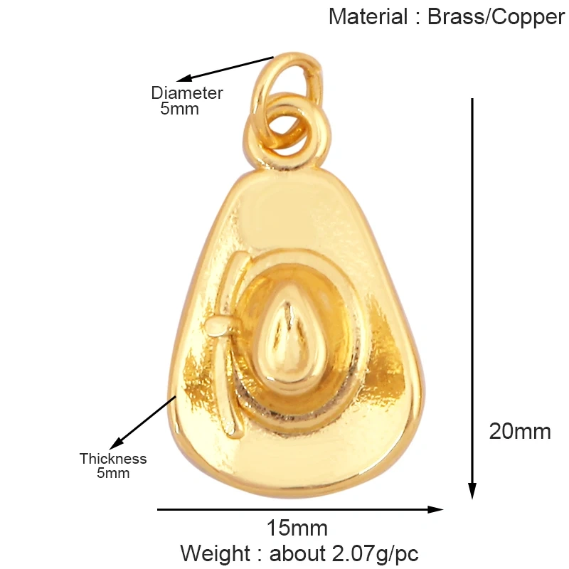 Cowboy Hat Boots Key Glasses Aircraft Windmill Slipper Sports Charm Pendant,Zirconia 18K Gold Necklace Craft Jewelry Supply K78