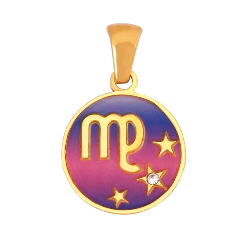 316 Stainless Steel Trendy Zodiac Horoscope Sign Medallion Charm Pendant,18K Gold Plated Necklace Bracelet Jewelry Supplies K77