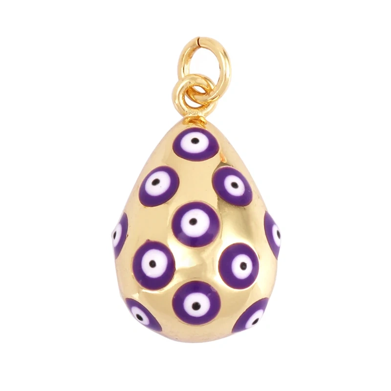 Evil Eye Teardrop Enamel Charm Neon Pink Orange Turquoise Blue Oil Dropped,Real Gold Plated ,Necklace Bracelet Pendant M09 M93