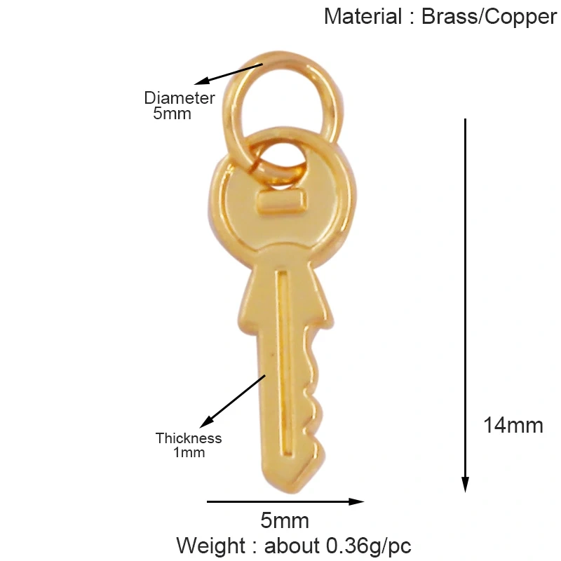 Cowboy Hat Boots Key Glasses Aircraft Windmill Slipper Sports Charm Pendant,Zirconia 18K Gold Necklace Craft Jewelry Supply K78