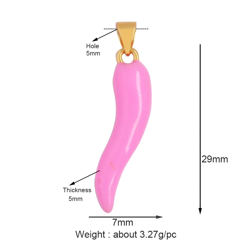 Trendy Colourful Pepper Charm Pendant,Rainbow 18k Gold Zircon Jewelry Findings Necklace Accessories K76