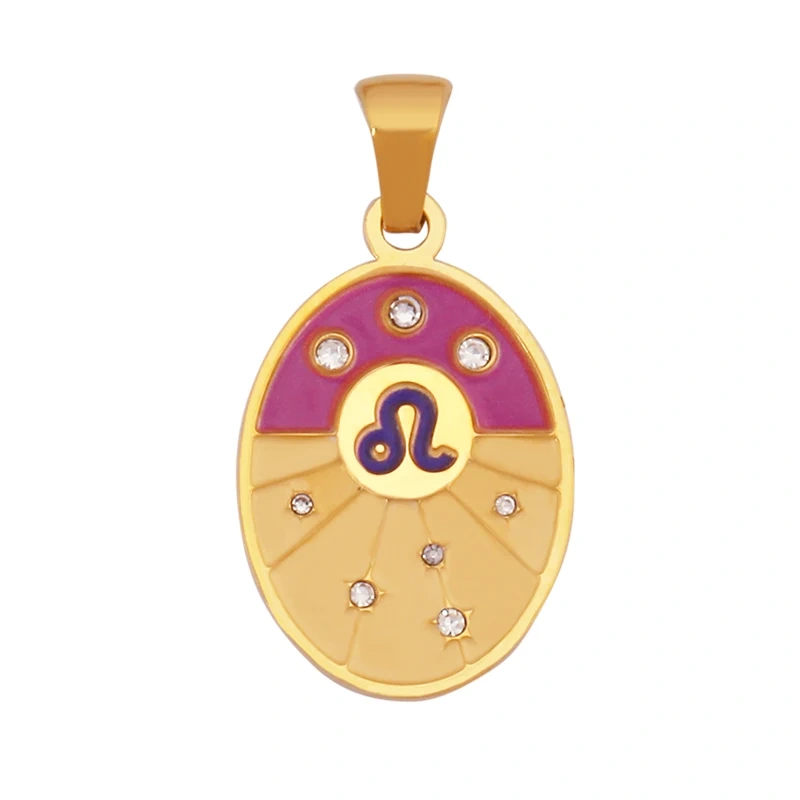 316 Stainless Steel Trendy Zodiac Horoscope Sign Medallion Charm Pendant,18K Gold Plated Necklace Bracelet Jewelry Supplies K77