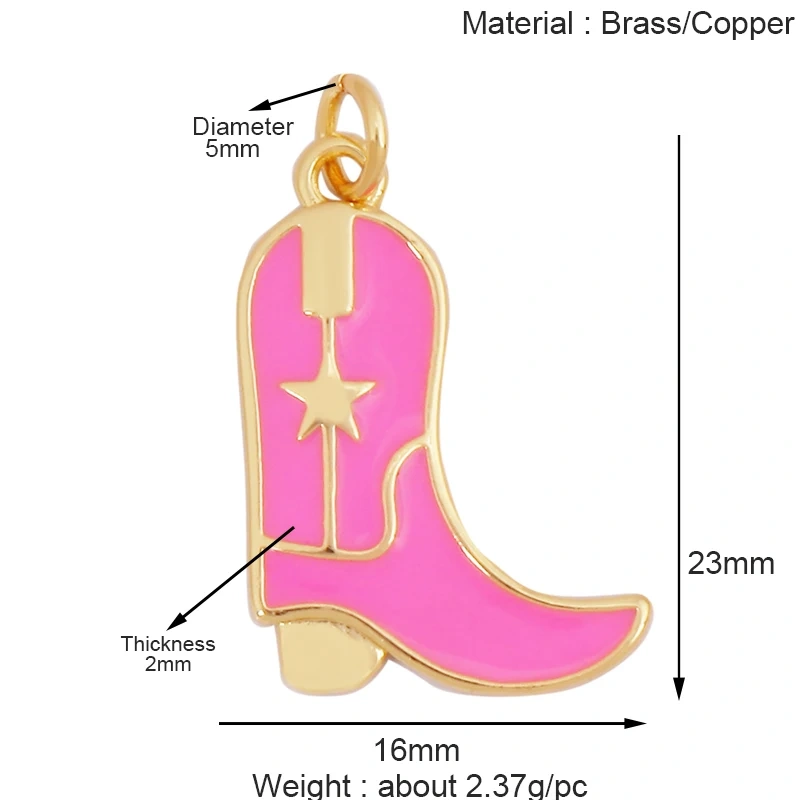 Trendy Cowboy Hat Boots Colorful Enamel Charm Pendants,Fashion 18K Gold Plated Cap Necklace Making Accessories Supplies K77