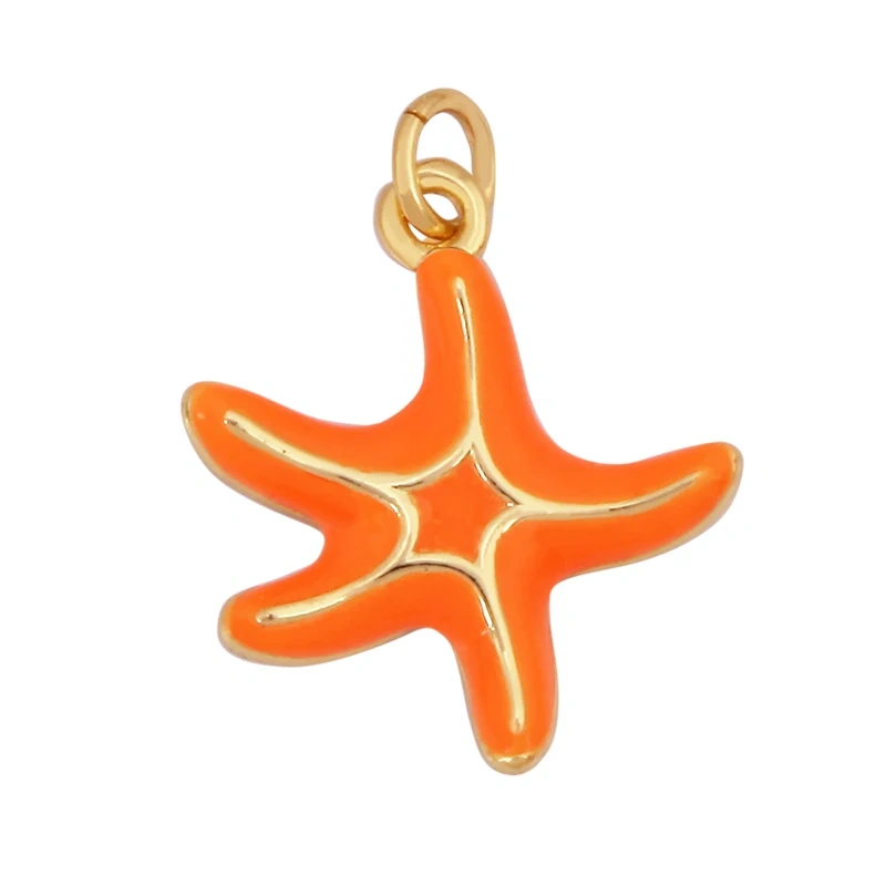Trendy Ocean Scallop Starfish Dolphin Seahorse Charm Necklace Pendant,Multicolor Enamel Summer Beach Holiday Jewelry Supply K80