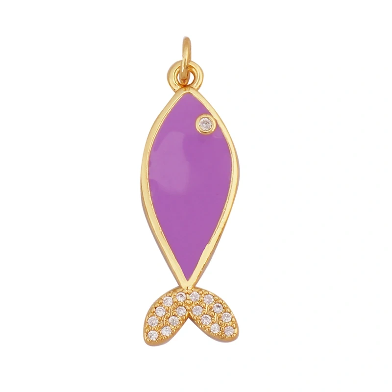 Marine Organism Fish Sea Conch Horse Shell Starfish Crab Fishbone Charm Pendant,Gold Plated Zircon Jewelry Finding Supplies K73