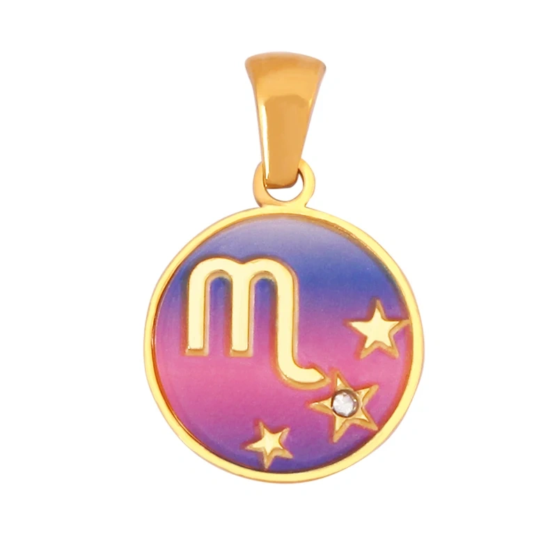 316 Stainless Steel Trendy Zodiac Horoscope Sign Medallion Charm Pendant,18K Gold Plated Necklace Bracelet Jewelry Supplies K77