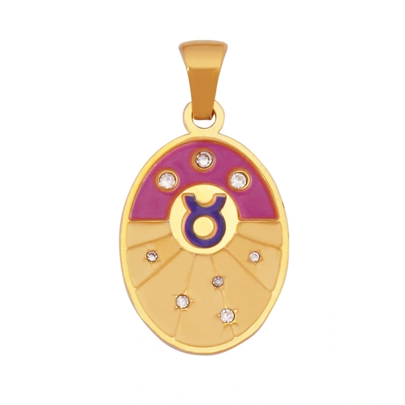 316 Stainless Steel Trendy Zodiac Horoscope Sign Medallion Charm Pendant,18K Gold Plated Necklace Bracelet Jewelry Supplies K77