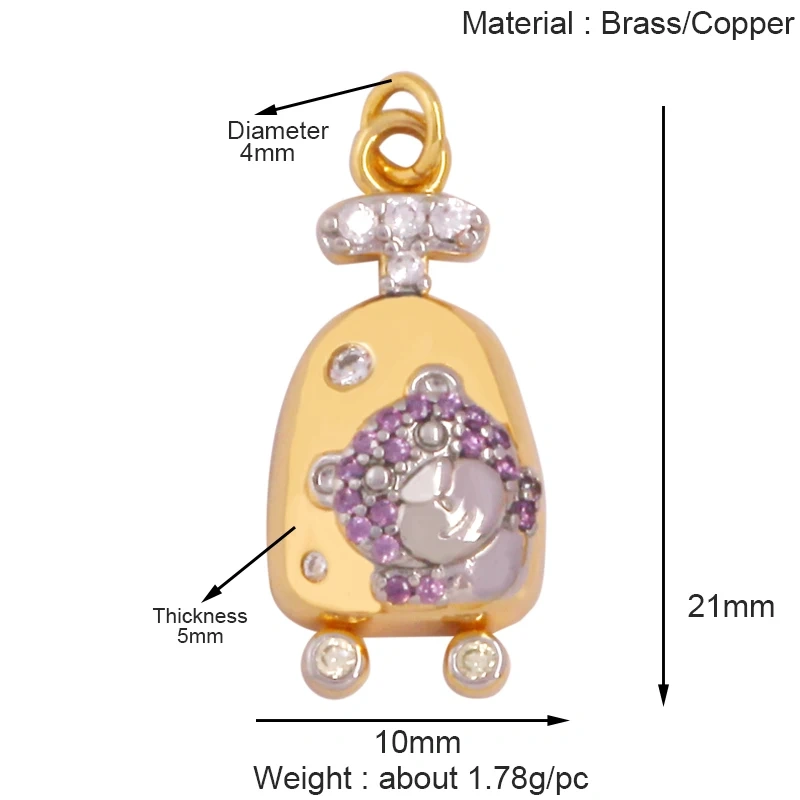 Cowboy Hat Boots Key Glasses Aircraft Windmill Slipper Sports Charm Pendant,Zirconia 18K Gold Necklace Craft Jewelry Supply K78