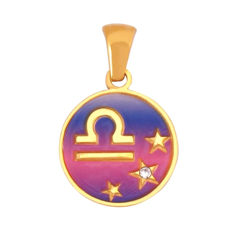 316 Stainless Steel Trendy Zodiac Horoscope Sign Medallion Charm Pendant,18K Gold Plated Necklace Bracelet Jewelry Supplies K77