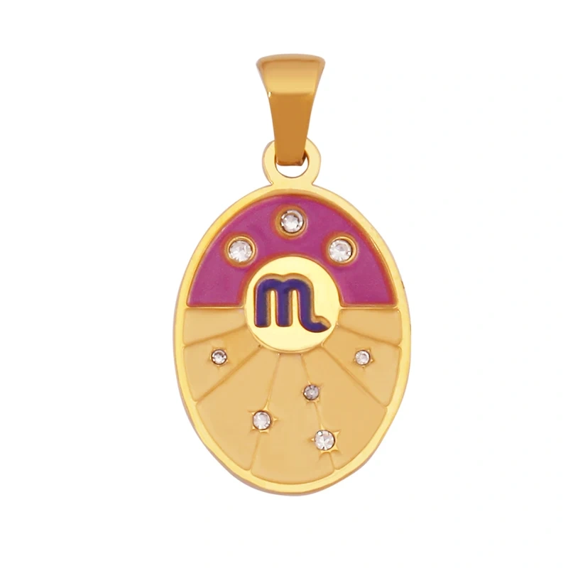 316 Stainless Steel Trendy Zodiac Horoscope Sign Medallion Charm Pendant,18K Gold Plated Necklace Bracelet Jewelry Supplies K77
