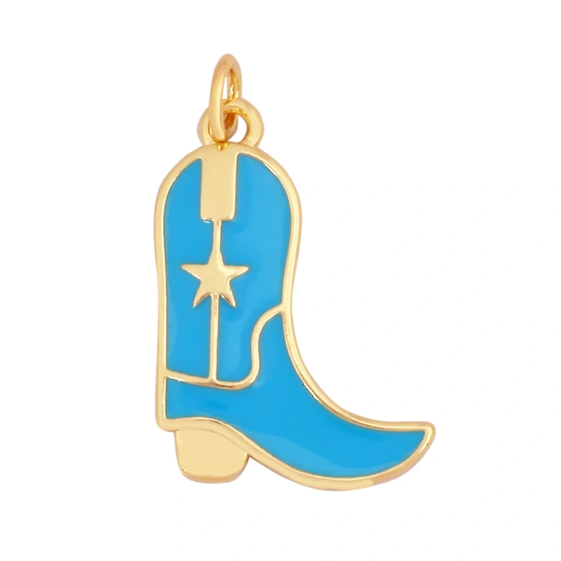 Trendy Cowboy Hat Boots Colorful Enamel Charm Pendants,Fashion 18K Gold Plated Cap Necklace Making Accessories Supplies K77