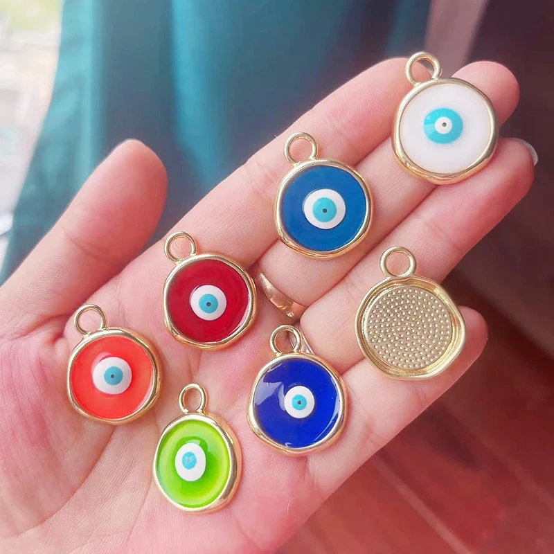 Trendy Colorful Evil Eye Charm Pendant Stone for Necklace,18K Gold Plated Zircon Bracelet Jewelry Accessories Supplies K60