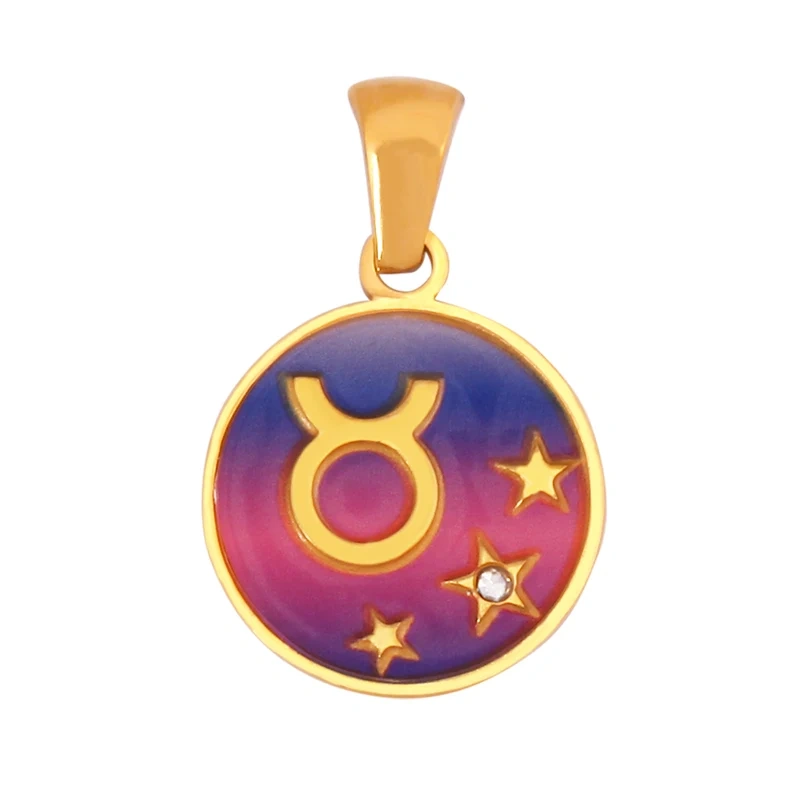 316 Stainless Steel Trendy Zodiac Horoscope Sign Medallion Charm Pendant,18K Gold Plated Necklace Bracelet Jewelry Supplies K77