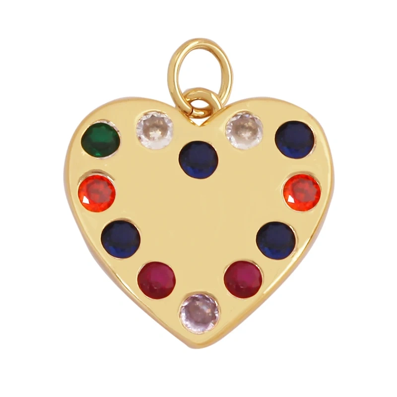 Fashion Colorful Zircon Focal Love Heart Star Charm Pendant,18K Gold Plated Necklace Bracelet DIY Handmade Jewelry Supplies K81