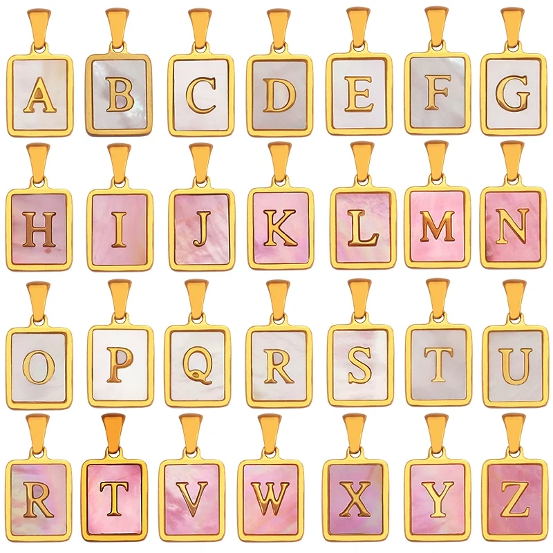 316 Stainless Steel Initial Letter Alphabet Name Charm Pendant,Pink White DIY Handmade Jewlery Findings Accessories Supply K76