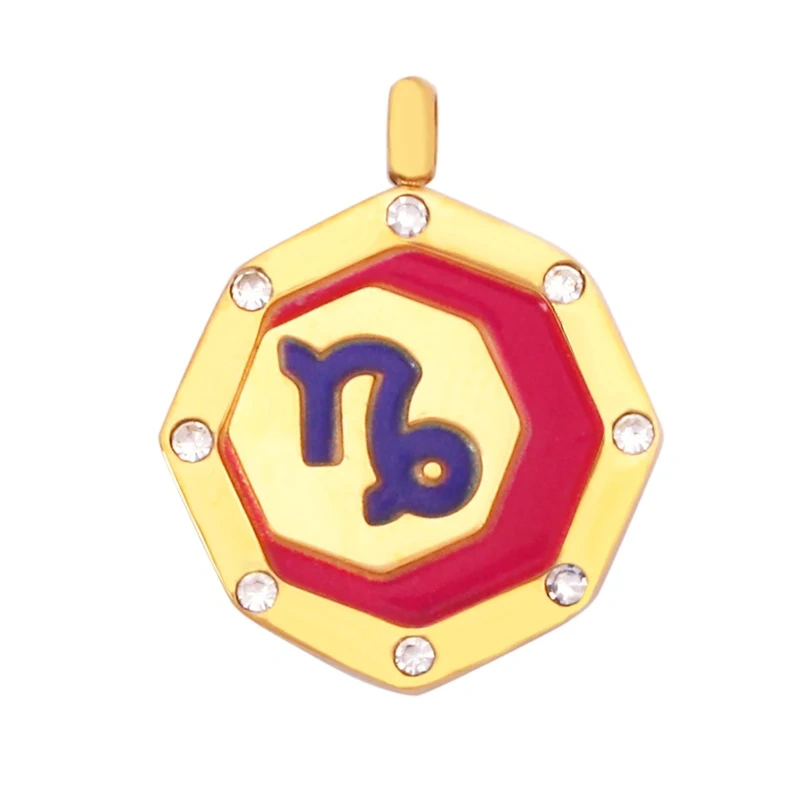 316 Stainless Steel Trendy Zodiac Horoscope Sign Medallion Charm Pendant,18K Gold Plated Necklace Bracelet Jewelry Supplies K77