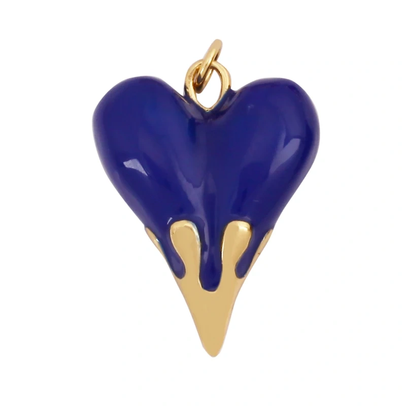 Fashion Colorful Dripping Oil Enamel Flowing Heart Charm Pendant,18K Gold Plated,Necklace Pendant Handmade Jewelry Supplies K39