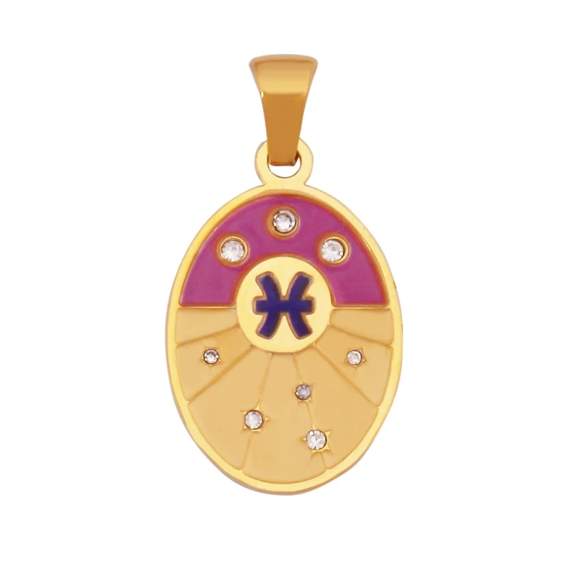 316 Stainless Steel Trendy Zodiac Horoscope Sign Medallion Charm Pendant,18K Gold Plated Necklace Bracelet Jewelry Supplies K77