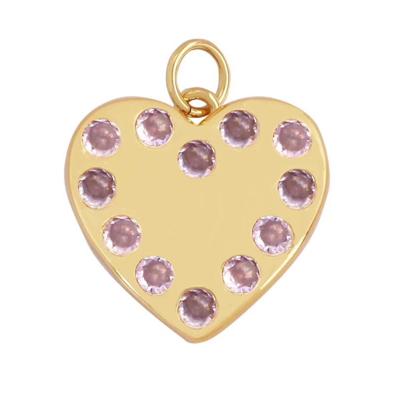 Fashion Colorful Zircon Focal Love Heart Star Charm Pendant,18K Gold Plated Necklace Bracelet DIY Handmade Jewelry Supplies K81