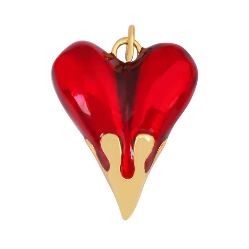 Fashion Colorful Dripping Oil Enamel Flowing Heart Charm Pendant,18K Gold Plated,Necklace Pendant Handmade Jewelry Supplies K39