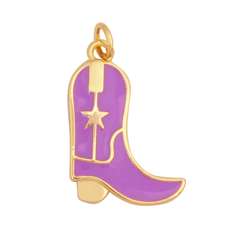 Trendy Cowboy Hat Boots Colorful Enamel Charm Pendants,Fashion 18K Gold Plated Cap Necklace Making Accessories Supplies K77