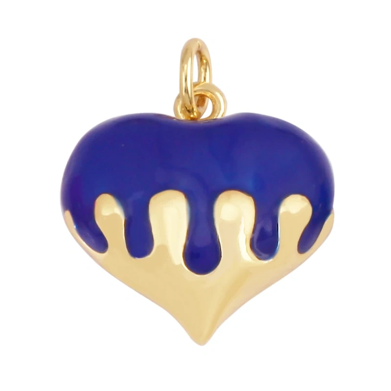 Fashion Colorful Dripping Oil Enamel Flowing Heart Charm Pendant,18K Gold Plated,Necklace Pendant Handmade Jewelry Supplies K39