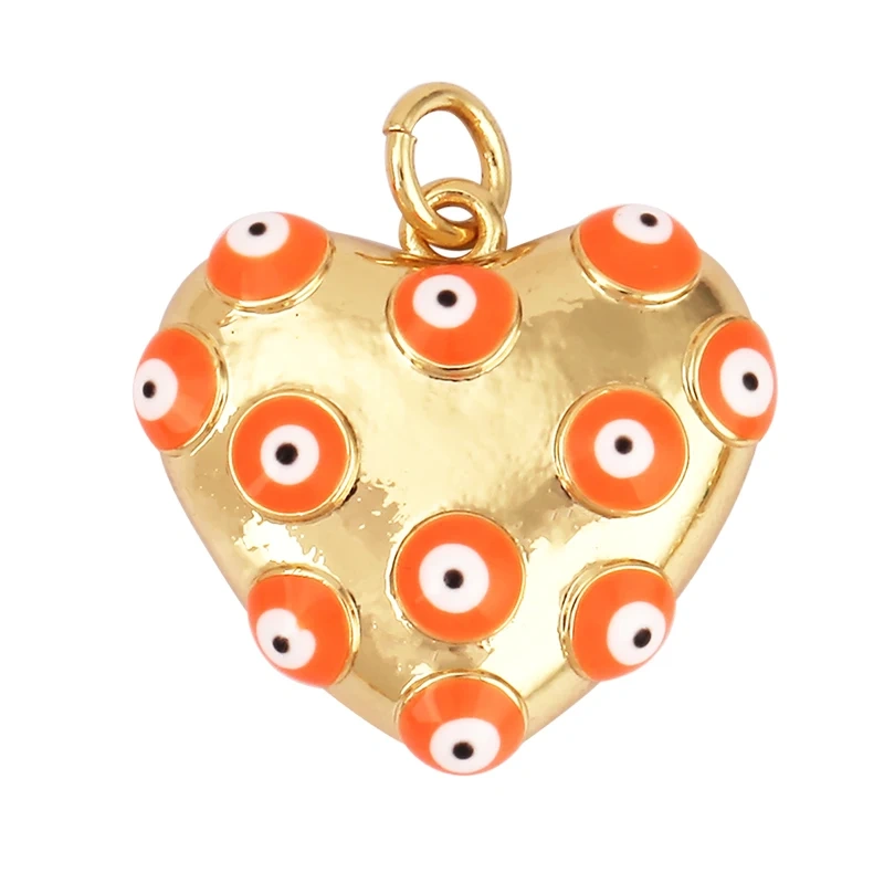 Evil Eye Teardrop Enamel Charm Neon Pink Orange Turquoise Blue Oil Dropped,Real Gold Plated ,Necklace Bracelet Pendant M09 M93