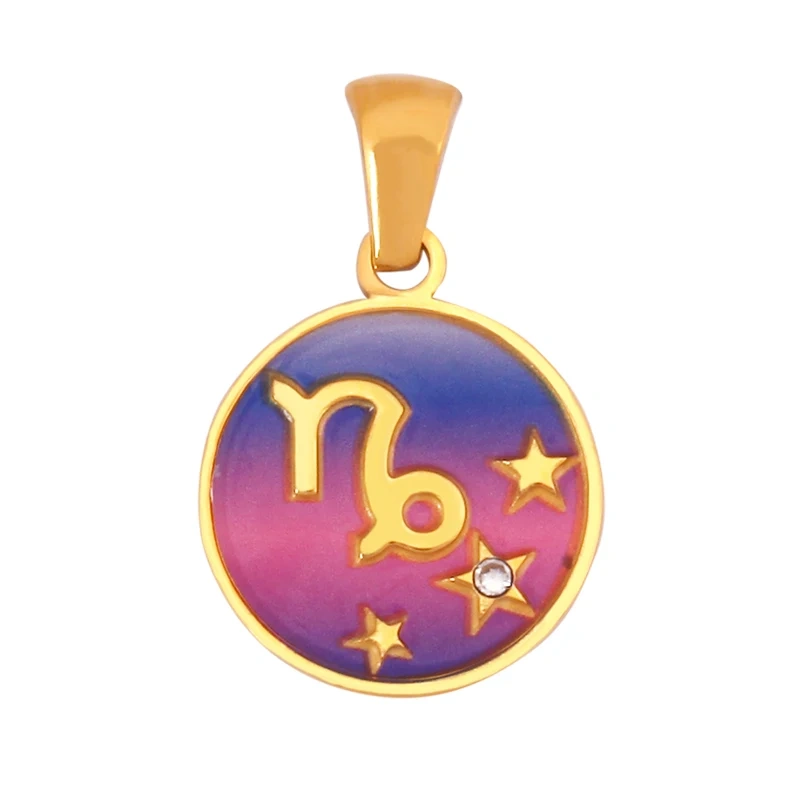316 Stainless Steel Trendy Zodiac Horoscope Sign Medallion Charm Pendant,18K Gold Plated Necklace Bracelet Jewelry Supplies K77