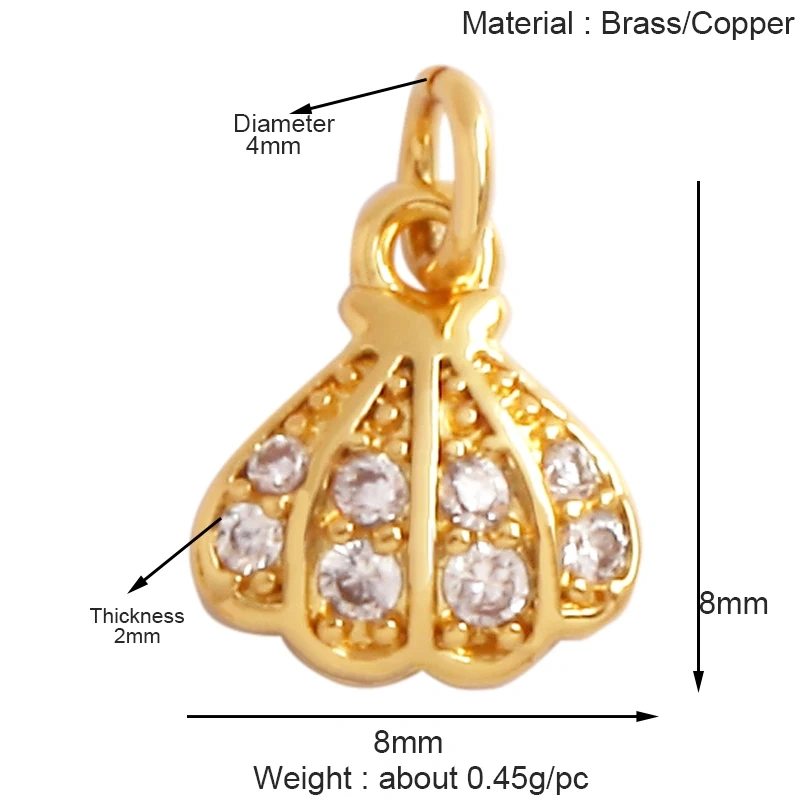 Marine Organism Fish Sea Conch Horse Shell Starfish Crab Fishbone Charm Pendant,Gold Plated Zircon Jewelry Finding Supplies K73