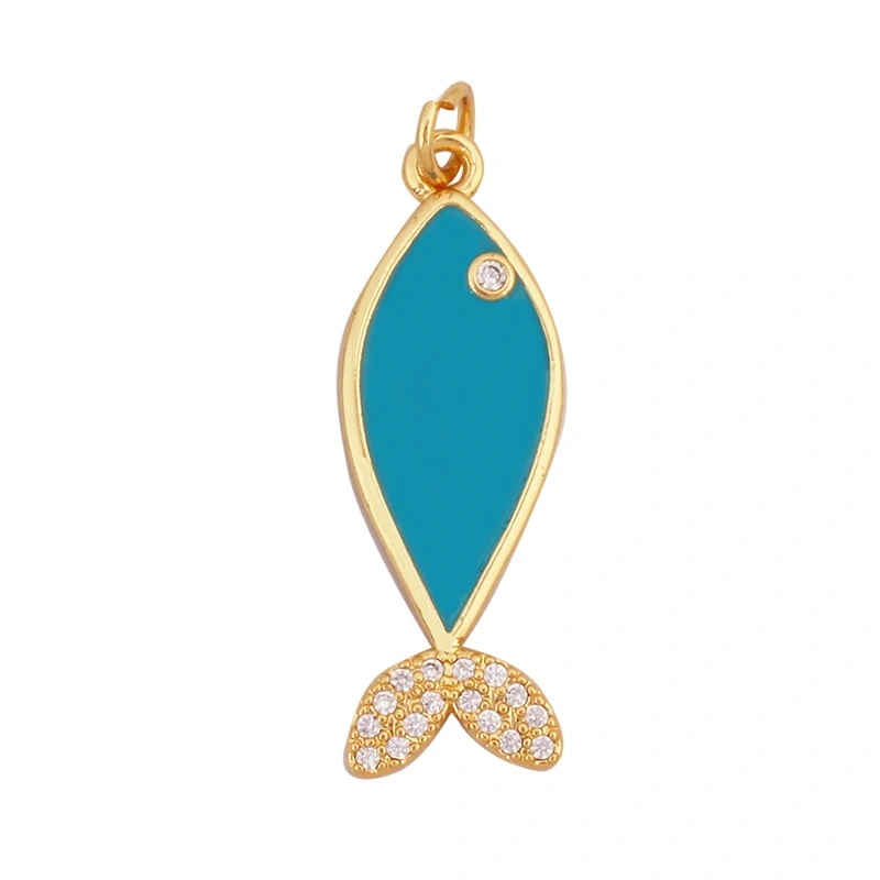 Marine Organism Fish Sea Conch Horse Shell Starfish Crab Fishbone Charm Pendant,Gold Plated Zircon Jewelry Finding Supplies K73
