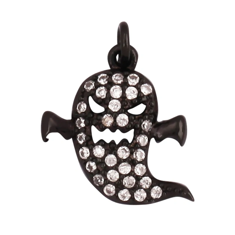 Popular Carnival Halloween Scream Ghost Skeleton Pumpkin Mask Charm Pendant,Trendy Cubic Zirconia 18K Gold Jewelry Necklace Q13