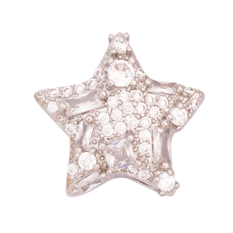 Fashion Colorful Zircon Focal Love Heart Star Charm Pendant,18K Gold Plated Necklace Bracelet DIY Handmade Jewelry Supplies K81