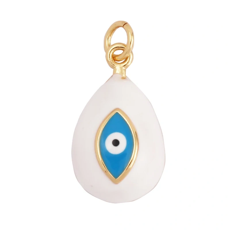 Evil Eye Teardrop Enamel Charm Neon Pink Orange Turquoise Blue Oil Dropped,Real Gold Plated ,Necklace Bracelet Pendant M09 M93