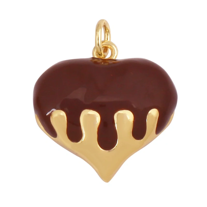 Fashion Colorful Dripping Oil Enamel Flowing Heart Charm Pendant,18K Gold Plated,Necklace Pendant Handmade Jewelry Supplies K39