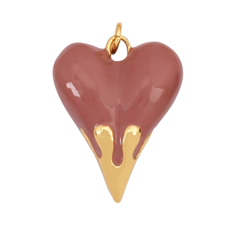 Fashion Colorful Dripping Oil Enamel Flowing Heart Charm Pendant,18K Gold Plated,Necklace Pendant Handmade Jewelry Supplies K39