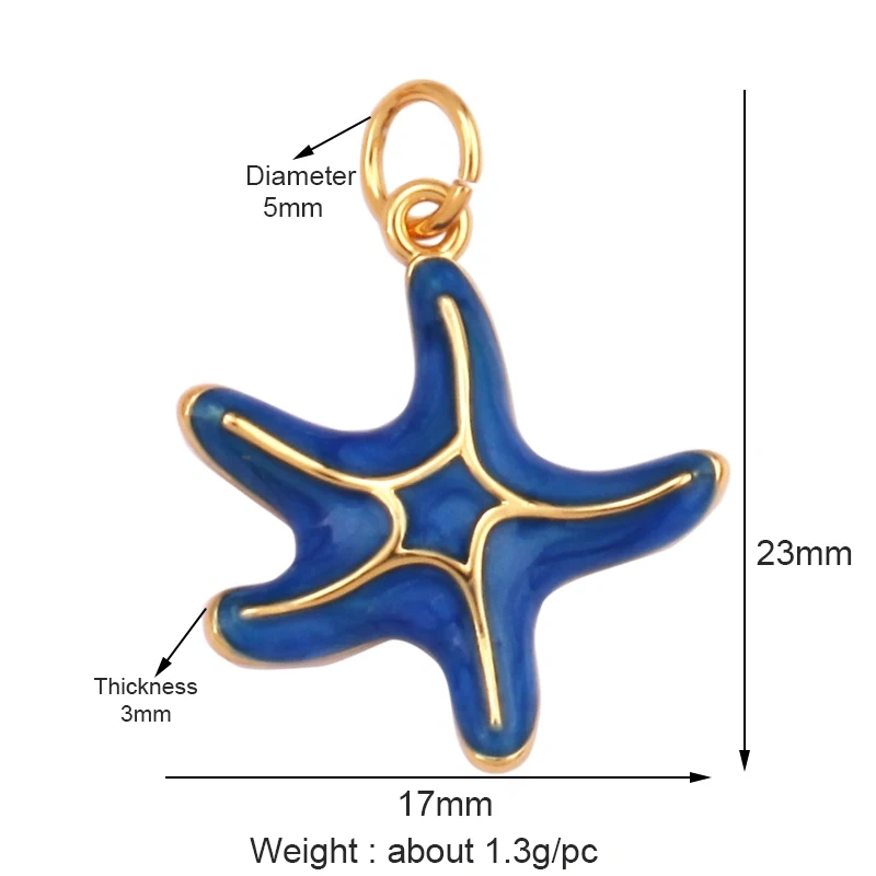 Trendy Ocean Scallop Starfish Dolphin Seahorse Charm Necklace Pendant,Multicolor Enamel Summer Beach Holiday Jewelry Supply K80