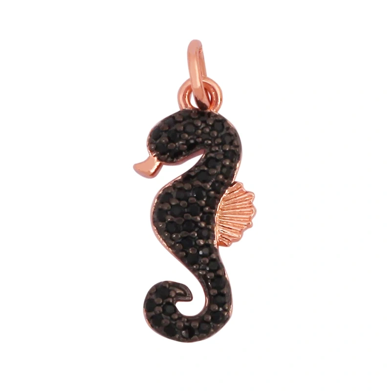 Marine Organism Fish Sea Conch Horse Shell Starfish Crab Fishbone Charm Pendant,Gold Plated Zircon Jewelry Finding Supplies K73