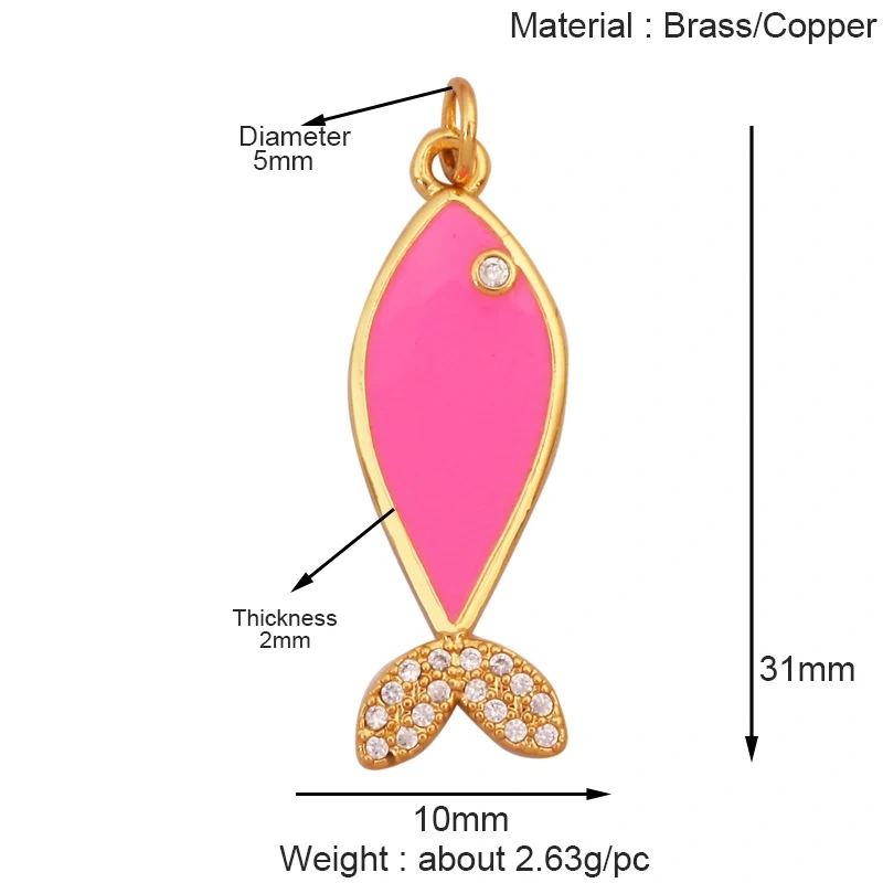 Marine Organism Fish Sea Conch Horse Shell Starfish Crab Fishbone Charm Pendant,Gold Plated Zircon Jewelry Finding Supplies K73