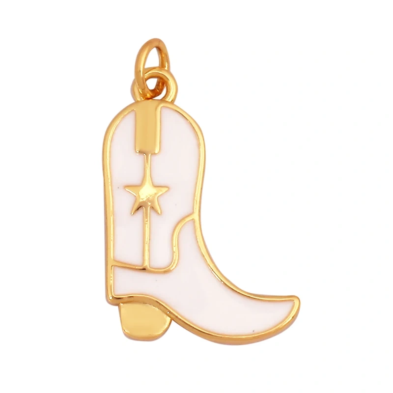 Trendy Cowboy Hat Boots Colorful Enamel Charm Pendants,Fashion 18K Gold Plated Cap Necklace Making Accessories Supplies K77