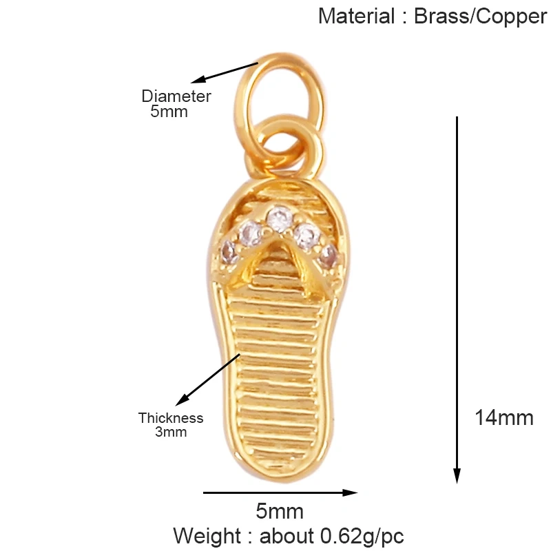 Cowboy Hat Boots Key Glasses Aircraft Windmill Slipper Sports Charm Pendant,Zirconia 18K Gold Necklace Craft Jewelry Supply K78