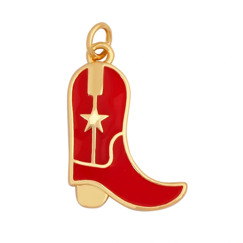 Trendy Cowboy Hat Boots Colorful Enamel Charm Pendants,Fashion 18K Gold Plated Cap Necklace Making Accessories Supplies K77
