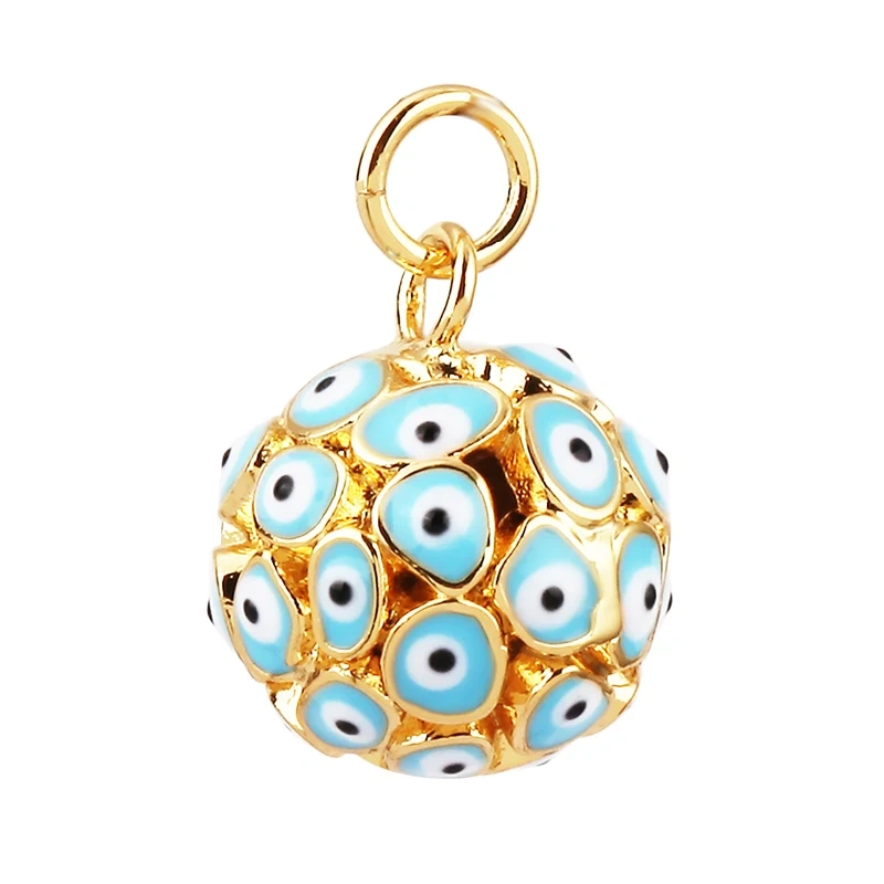 Evil Eye Teardrop Enamel Charm Neon Pink Orange Turquoise Blue Oil Dropped,Real Gold Plated ,Necklace Bracelet Pendant M09 M93