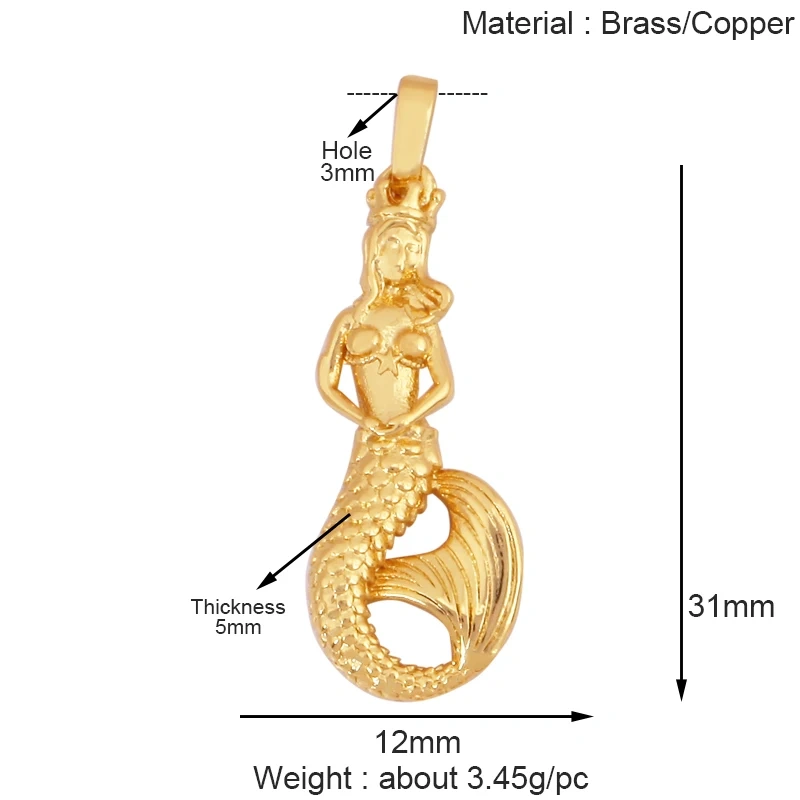 Marine Organism Fish Sea Conch Horse Shell Starfish Crab Fishbone Charm Pendant,Gold Plated Zircon Jewelry Finding Supplies K73